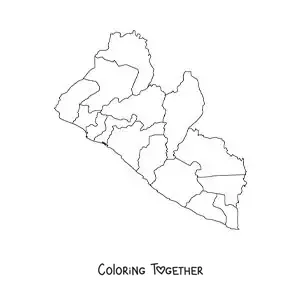 Coloring page of a political map of Liberia