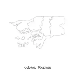 Coloring page of a political map of Guinea-Bissau