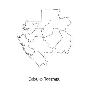 Coloring page of a political map of Gabon