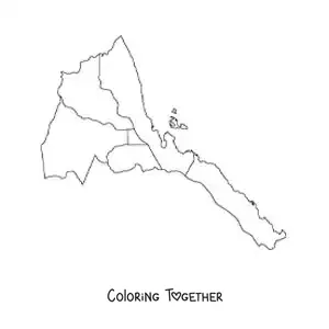 Coloring page of a political map of Eritrea