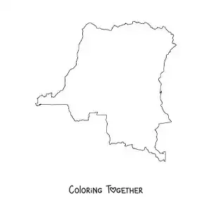 Coloring page of a political map of the Democratic Republic of the Congo