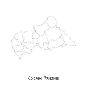 Coloring page of a political map of the Central African Republic