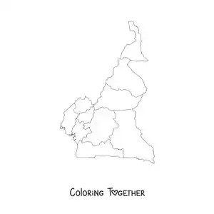 Coloring page of a political map of Cameroon