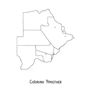 Coloring page of a political map of Botswana