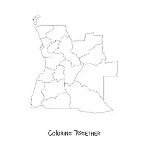 Coloring page of a political map of Angola