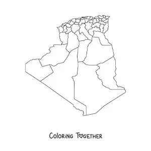 Coloring page of a political map of Algeria