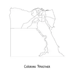 Coloring page of a political map of Egypt