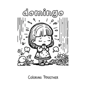 Coloring page of Sunday with a girl praying