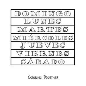 Coloring page of the days of the week for kids