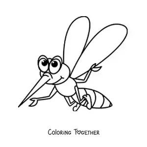 Coloring page of a cartoon mosquito