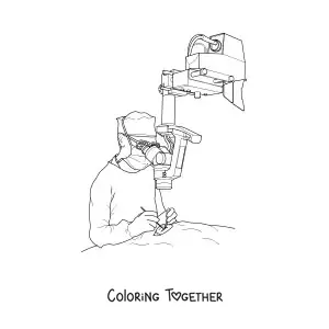 Coloring page of a surgeon operating