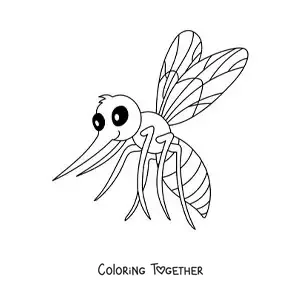 Coloring page of a cartoon mosquito