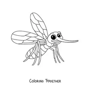 Coloring page of a cartoon Aedes aegypti