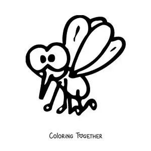 Coloring page of an easy cartoon mosquito