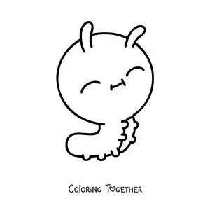 Coloring page of a kawaii caterpillar