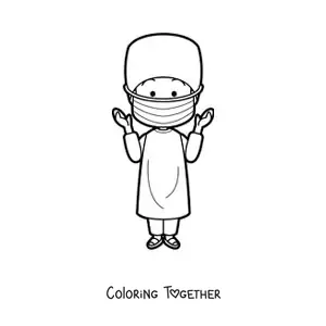 Coloring page of a cartoon surgeon