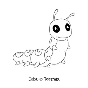 Coloring page of a big cartoon caterpillar