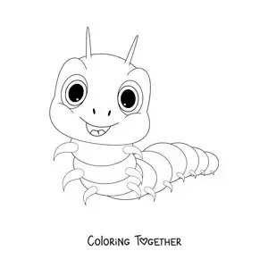 Coloring page of a cartoon caterpillar