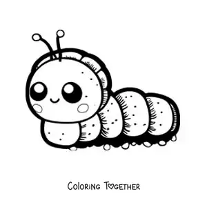 Coloring page of an easy kawaii caterpillar
