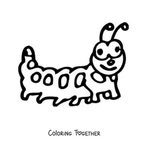 Coloring page of a caterpillar in cartoon style