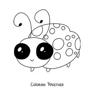 Coloring page of a kawaii ladybug