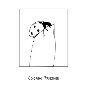 Coloring page of a ladybug on a fingernail