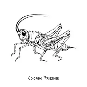 Coloring page of a realistic cricket