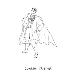 Coloring page of a doctor dressed as a superhero