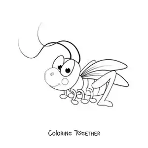 Coloring page of a cartoon grasshopper