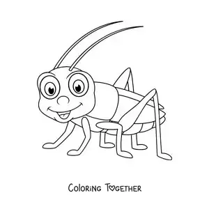 Coloring page of a cricket in cartoon style