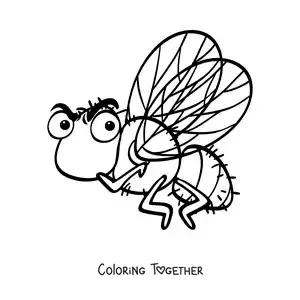 Coloring page of an angry cartoon housefly