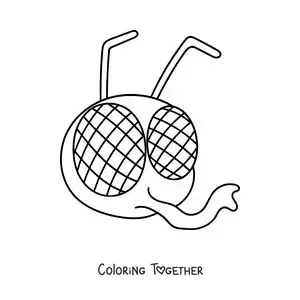 Coloring page of the face of a fly