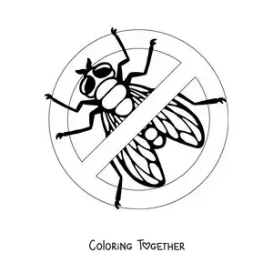 Coloring page of a no flies allowed sign