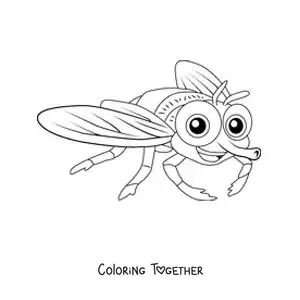 Coloring page of a cartoon fly for kids