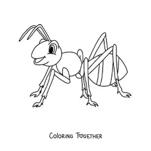 Coloring page of a cartoon ant