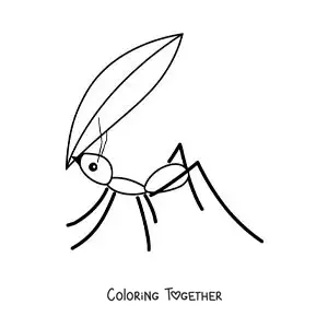 Coloring page of an ant carrying a leaf