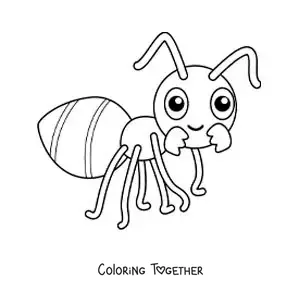 Coloring page of a cartoon ant for kids