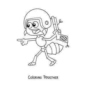 Coloring page of a warrior ant at work