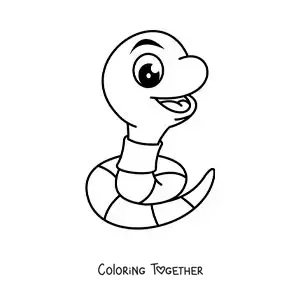 Coloring page of a big cartoon earthworm