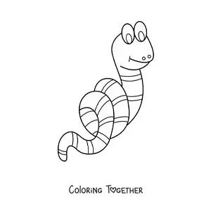 Coloring page of a cartoon earthworm
