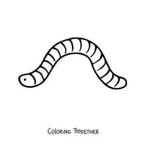 Coloring page of an easy earthworm