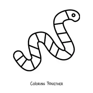 Coloring page of a big, easy earthworm