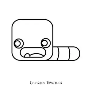 Coloring page of a funny cartoon earthworm