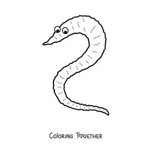 Coloring page of a funny cartoon worm