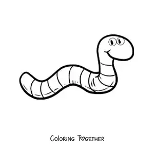 Coloring page of a big, funny cartoon earthworm