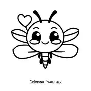 Coloring page of a childish kawaii cartoon dragonfly