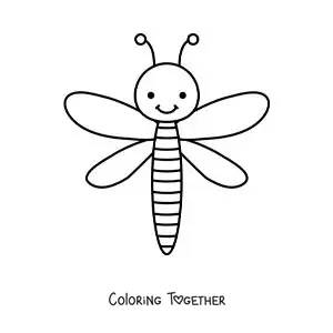 Coloring page of a childish cartoon dragonfly