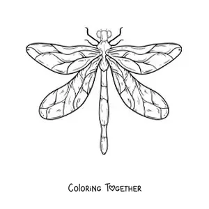 Coloring page of a big, realistic dragonfly