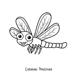 Coloring page of a funny cartoon dragonfly