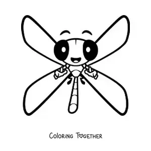 Coloring page of a big cartoon dragonfly